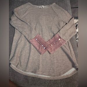 Betsey Boutique Shop Light Pink  Knit Top with Pink Cuffs